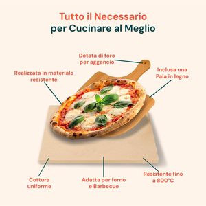 Pietra Refrattaria Avilia con Paletta Inclusa, Resistente a 800°C, per Cottura Uniforme <span class=keywords><strong>e</strong></span> Croccante di <span class=keywords><strong>Pizza</strong></span> Fatta in Casa, Barbecue <span class=keywords><strong>e</strong></span> Forno - Product Image 4