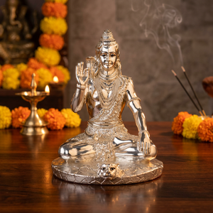 Silver Plated Lord Shiva Idol Mahadev Hindu God <b>Statue</b> for Puja Home Temple Religious Decor Spiritual Gift Collection - Product Image 1