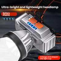 Lampe frontale LED rechargeable Li-Ion super lumineuse, étanche IP65, avec détecteur de mouvement et faisceau réglable pour la randonnée en extérieur
