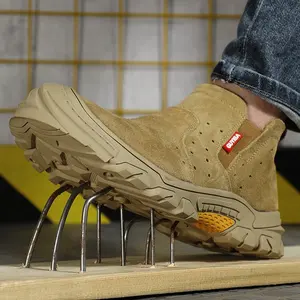GUYISA nuovo prodotto scarpe protettive industriali scarpe da lavoro in pelle scamosciata di alta qualità a prova di puntura stivali da uomo con punta in acciaio scarpe antinfortunistiche