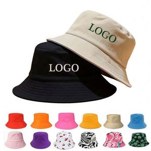 Custom Handmade Fashion Outdoor Fishing Caps Embroidered Print Reversible Cotton Bucket Cap Hat - Product Image 1