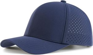 Gorra personalizada de béisbol de secado rápido para hombre de 6 paneles Snapback de malla cortada con láser con ala curva para aventuras al aire libre - Product Image 2