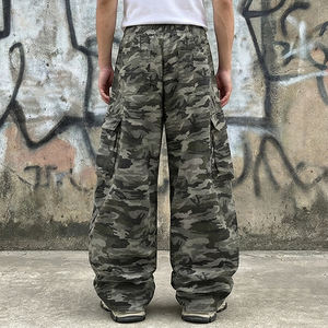 بنطلون كارجو فضفاض بتصميم غوطي مخصص، 100% قطن، متعدد الجيوب، واسع الساق، بنمط الشارع والعمل، بنقشة التمويه - Product Image 4