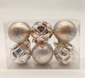 Yiwu commercio all'ingrosso della fabbrica 6 pezzi UV stampato 6cm per Champagne brillante palla di natale forma speciale di plastica ornamenti per feste di natale <span class=keywords><strong>Tr</strong></span> - Product Image 1