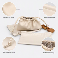 Pochette cosmétique de luxe beige en cuir PU gaufré avec logo personnalisé, sac à cordon anti-poussière, sac cadeau maquillage gaufré, vente en gros usine
