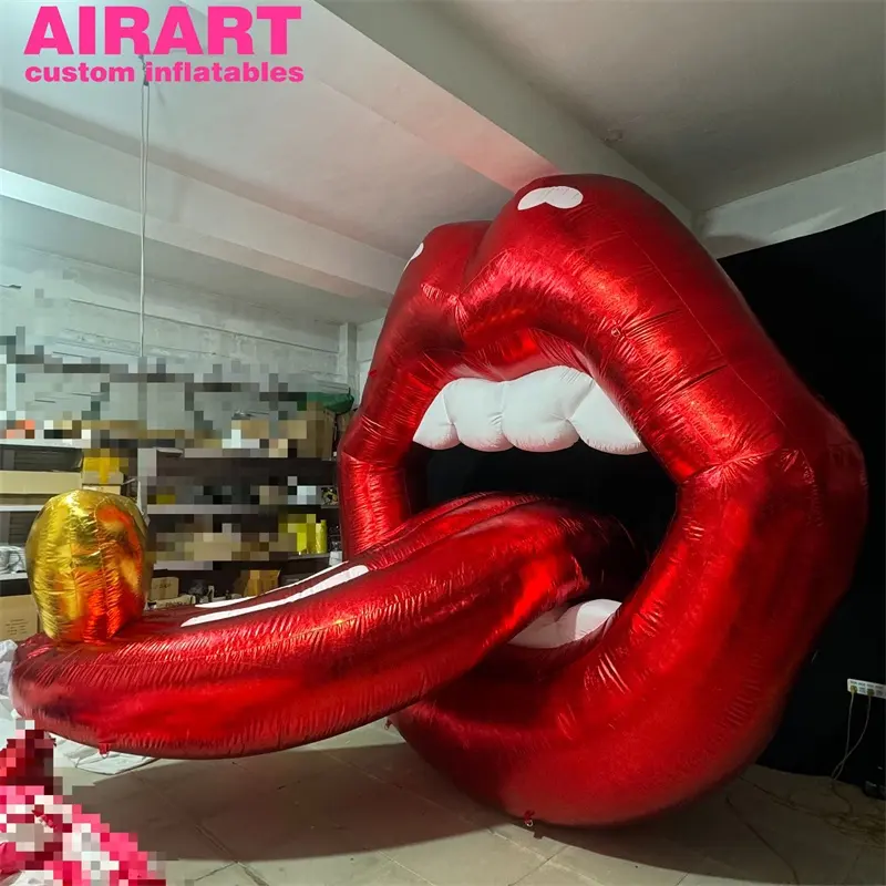 Lábios infláveis sexy para decoração de festas do festival dos namorados, adereços infláveis de balão vermelhos para lábios