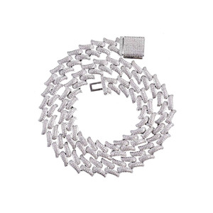 힙합 주얼리 쿠반 목걸이 아이스 아웃 모이사나이트 링크 체인 18k 금도금 실버 (남성용) - Product Image 6
