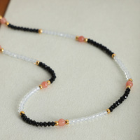 Collier de perles fait main en pierre naturelle facettée, style vintage rétro, bijoux géométriques dorés de luxe léger pour femmes, vente en gros