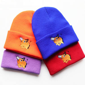 Gorro de Lana Tejido con Bordado de Pochita de Anime en 8 Colores, para Hombres y Mujeres, para Actividades al Aire Libre - Product Image 1