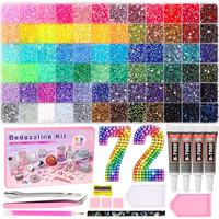 Kit de strass en cristal AB personnalisé de 60 couleurs, ensemble de strass éblouissants avec colle B-7000 et outils pour les loisirs créatifs