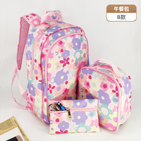 Nouvel ensemble de sacs à dos trois pièces pour filles, motif dessin animé, antivol, avec fermeture éclair, couleur et logo personnalisables pour étudiants