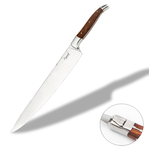 Ensemble de couteaux de cuisine en acier inoxydable de 10 pouces, couteau de chef, couteau à pain, couteau utilitaire, aiguiseur, manche en bois, écologique, passe au lave-vaisselle - Product Image 1