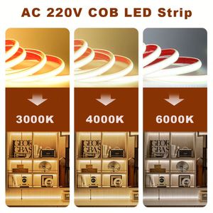 Tiras de Luces <span class=keywords><strong>LED</strong></span> <span class=keywords><strong>COB</strong></span> de Alto Voltaje 110V <span class=keywords><strong>220V</strong></span>, Impermeables IP65 para Interiores y Exteriores, para Centros Comerciales, Decoración del Hogar, Tiras <span class=keywords><strong>LED</strong></span> <span class=keywords><strong>220v</strong></span> <span class=keywords><strong>COB</strong></span> - Product Image 4