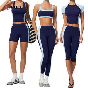 Conjunto de Yoga con Sujetador Deportivo de Espalda Abierta y Logotipo Frontal, Pantalones Cortos de Spandex y Camiseta sin Mangas - Ropa Deportiva que Absorbe el Sudor - Product Image 1