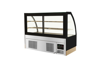 Ventes d'usine bon <span class=keywords><strong>prix</strong></span> vitrine à gâteaux en acier inoxydable doré réfrigérateur d'affichage commercial à <span class=keywords><strong>deux</strong></span> étagères - Product Image 5