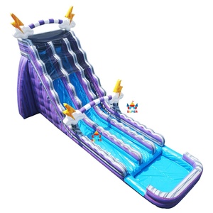 Tobogán Acuático Inflable Comercial <span class=keywords><strong>de</strong></span> 30 Pies <span class=keywords><strong>de</strong></span> Altura con Temática <span class=keywords><strong>de</strong></span> Truenos, Doble Carril, con Piscina para Niños y Adultos, Juegos Acuáticos al Aire Libre y <span class=keywords><strong>Alquiler</strong></span> para Fiestas - Product Image 1