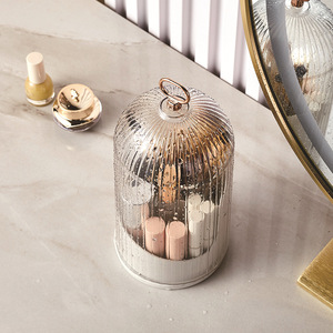 Rotating Cosmetic Storage <b>Box</b> With Lid White <b>Makeup</b> Organizer Desktop Holder For Brushes Lipstick And Beauty Tools - Product Image 2