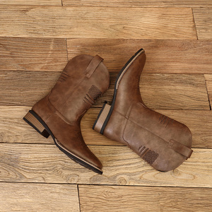 Botas Vaqueras Occidentales para Hombre, Talla Grande 16, Bordado Clásico, Estilo Biker Rockabilly, Tacón Cuadrado, para Todas las Temporadas - Product Image 6