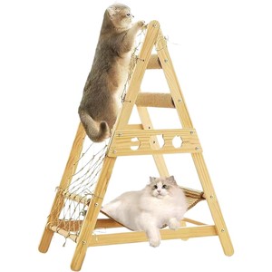 Wooden Cat Climbing Frame 4 Levels Sisal <b>Scratching</b> <b>Post</b> Cat Bed Floor Standing Durable For Medium Cats - Product Image 5