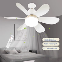 Ventilateur de plafond moderne à 6 pales avec lampe LED en forme de fleur, E26/E27, avec télécommande, fonction de gradation, ampoules 3 couleurs, vente chaude