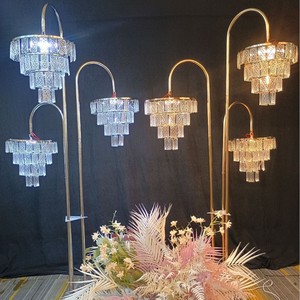 Lámpara de Araña de Hierro Forjado LANJO 3 con Cristales, Lámpara de Pasillo, Decoración de Escenario, Adornos, Luces de Camino para Decoraciones de Boda - Product Image 6