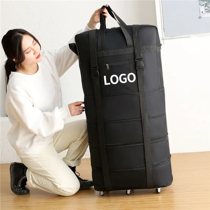Aangepaste Grote Capaciteit Intrekbare Koffer Universele Wiel Opvouwbare Opbergruimte Reisbagage Wielen Rollende Plunjezakken