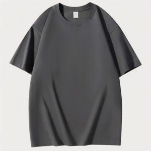 T-shirt pour homme 100% coton, col rond, manches courtes, coupe classique, couleur unie, décontracté, respirant, jersey tricoté, haut uni - Product Image 3