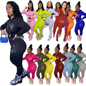 Toptan 2026 Moda Yaz Kadın Uzun Kollu Kapüşonlu Pantolon Takım 2 Parça Set (CN0049S3) - Product Image 1