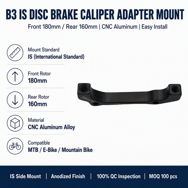 B3 IS Side Mount CNC Aluminum Disc Brake Adapter Bracket Front 180mm Rear 160mm MTB E-Bike Caliper Mount OEM