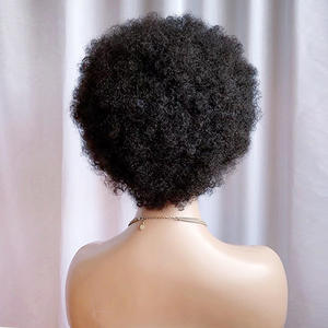 Perruque <span class=keywords><strong>afro</strong></span> en cheveux humains avec dentelle frontale de 6 pouces 13x4, tressée à la main, noir naturel, pour femmes africaines - Product Image 4
