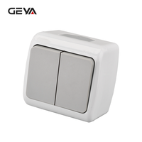 Interrupteurs muraux minimalistes durables GEYA, norme européenne, matériau PC, IP54, 10A 250V, 2 gangs, 1 voie, étanches, 40000