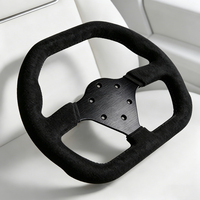 Volant de course en daim de qualité supérieure, forme D, 310 mm, avec rayons en aluminium brossé, universel, fixation 6 boulons, pour simulateurs de course et karts