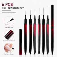 Kit de pinceaux à ongles en nylon de qualité supérieure, manche dégradé noir-rouge, personnalisable, outil de manucure professionnel pour salon