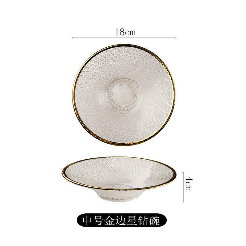 Tazón de piña con borde de oro 18,5 cm XHL-3183