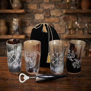 Tazas de Cuerno Grabadas Personalizadas, Tazas Vikingas de Cuerno Natural, Artículos de Bebida Medievales Personalizados, Suministro de Fabricante al por Mayor - Product Image 3