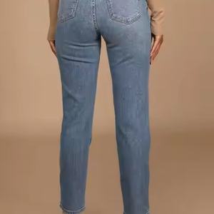 กางเกงยีนส์ทรงมัมเอวสูงสำหรับผู้หญิงรุ่นใหม่ ผ้าเดนิมสีอ่อน ระบายอากาศได้ดี ทรงขาบาน แต่งดีเทลขาดๆ เอวสูง ทรงเข้ารูป - Product Image 4