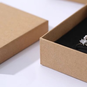 Boîte à bijoux de luxe marron avec tiroir, présentoir en papier pour rangement de boucles d'oreilles et colliers avec insert en éponge - Product Image 2
