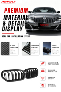 Kit de mise à niveau en fibre de carbone véritable Perfiply pour calandre avant de voiture BMW Série 5 G30 G38 LCI 2021+ (calandre double) - Product Image 3