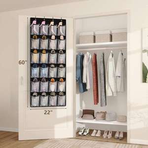 Contenedor de malla grande de 24 compartimentos para zapatos, organizador colgante para armario y zapatero, perchero de malla - Product Image 4
