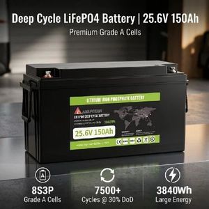Batterie LiFePO4 25,6 V 150 Ah 3840 Wh, pack de batteries lithium-ion à décharge profonde, cellules de qualité A pour le stockage d'énergie - Product Image 5