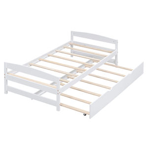 Lit de repos en bois massif avec lit gigogne, canapé-lit en bois style Japandi gain de place <span class=keywords><strong>pour</strong></span> salon et chambre d'amis Blanc - Product Image 5