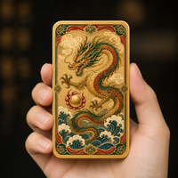 Carte de collection en métal double face Empress Dragon Chinois, cadre doré, Phénix, Couronne, Pivoine, Perle, Décoration Impériale, Cadeau
