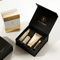 Boîte magnétique personnalisée et boîte cadeau noire pour ensemble de soins de la peau et emballage de luxe, structure en papier solide