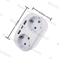 Dos salidas con 2 USB y tipo C Alemania estándar 2P con conexión a tierra Carga normal 250V 16A Adaptador de enchufe de la UE