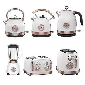 Household Appliances Plastic/Stainless Steel White 2 4 Slice Brandable 3 In 1 Retro 1.7L Electric Kettle And Toaster Set