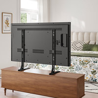 Support TV de table réglable en hauteur pour téléviseurs de 22 à 75 pouces, en acier noir, gestion des câbles, capacité de 110 lb, VESA 800x600, garantie de 5 ans