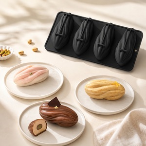 4-Cavity Pistachio Silicone Mousse <b>Mold</b> For Cake Baking DIY Dessert Pudding <b>Mold</b> Irregular Shape <b>Hand</b> Wash Only - Product Image 1