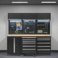 Nouvelle armoire à outils JZD OBM noire combinée, grande, en acier, amovible, pour atelier, avec plan de travail, en acier inoxydable, bois et aluminium, pour le rangement des outils