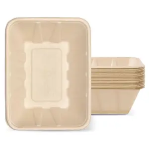 32 Oz Compostable Food Tray Natural Bagasse Sugarcane Fiber Tableware Eco-friendly Disposable Tableware