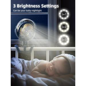 Ventilateur de refroidissement humidifiant et veilleuses ambiantes pour bébé poussette poulpe ventilateur de plafond rechargeable par USB - Product Image 1